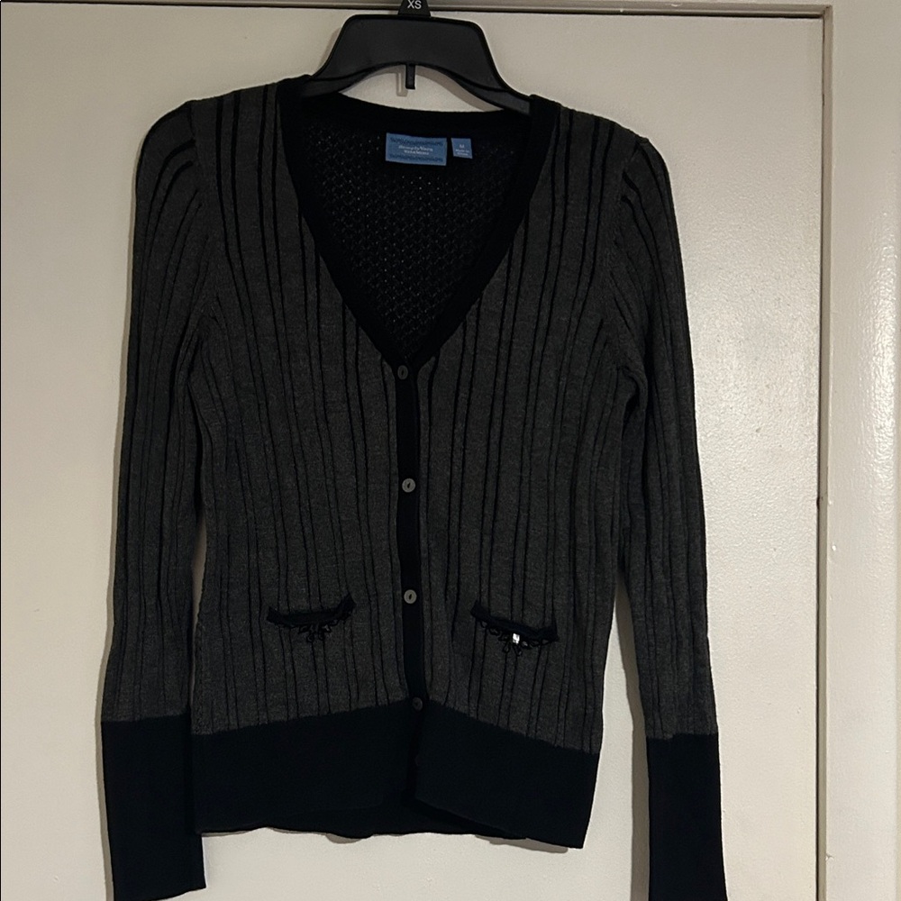 Simply Vera Vera Wang Black and Gray Cardigan